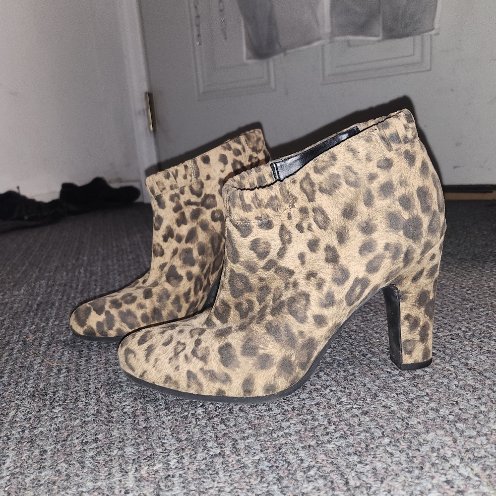 Leopard print booties